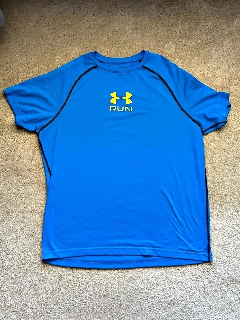 Under Armour HeatGear Run Short Sleeve Shirt Blue Athletic Short Sleeve Shirt